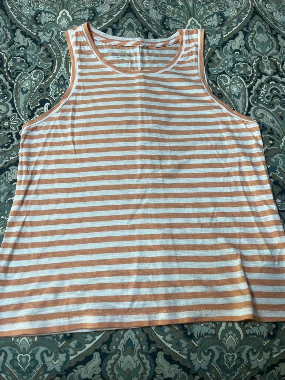 J. Crew Striped Sleeveless Tank Top in Peach and White